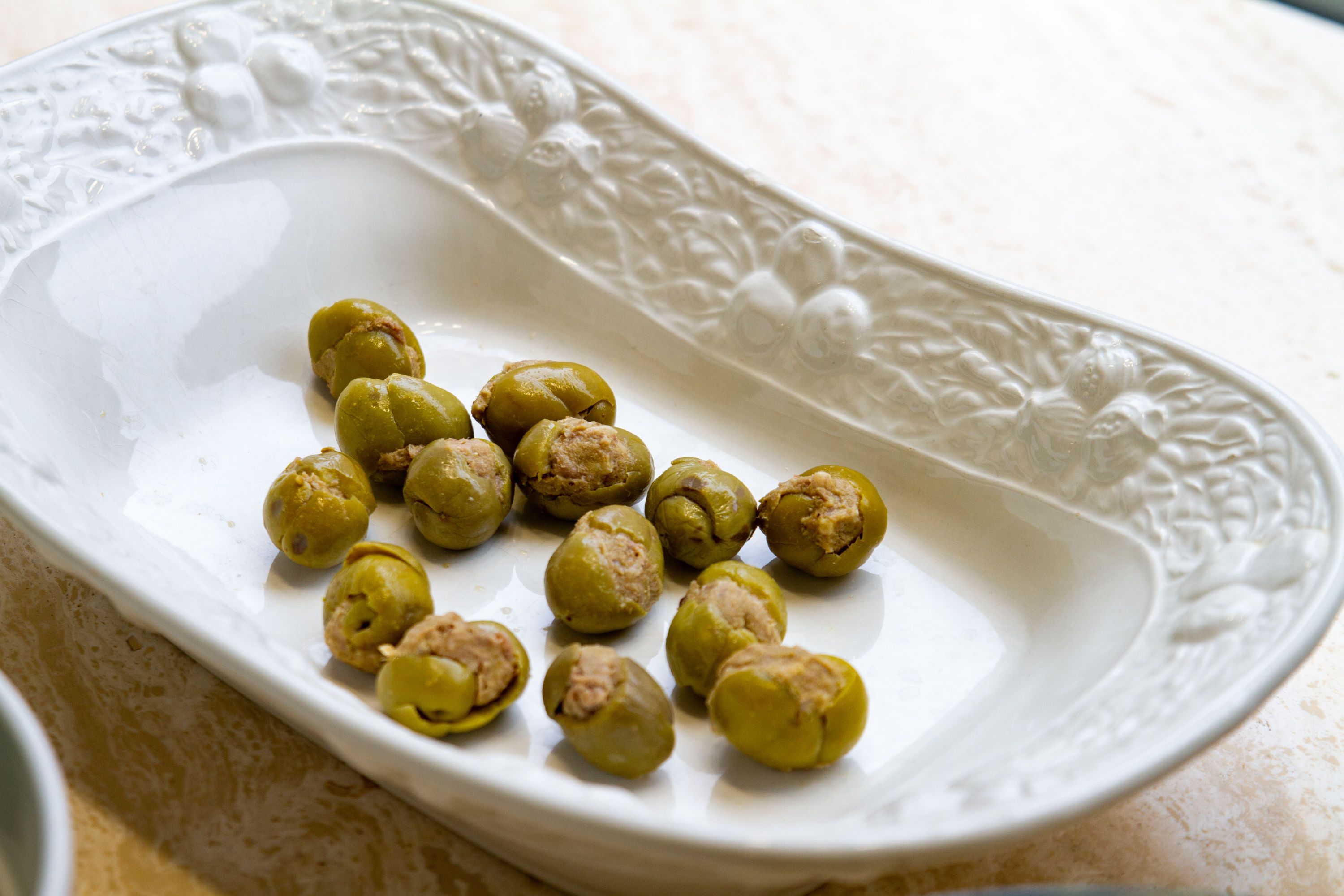Le Olive Ascolane del Piceno Ripiene DOP prima della panatura